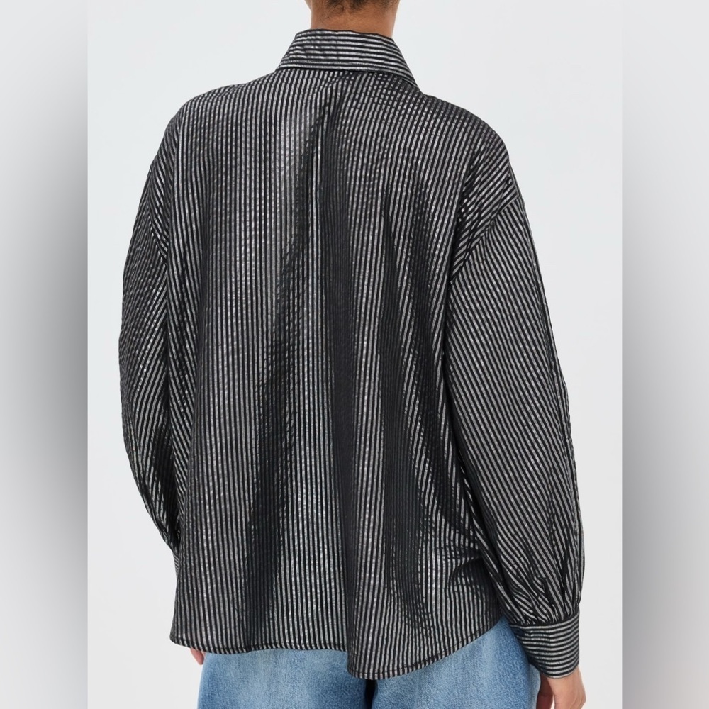 Alix of Bohemia Emery Moonlight Long Sleeve Silver Metallic Stripe Size Small - Picture 3 of 8
